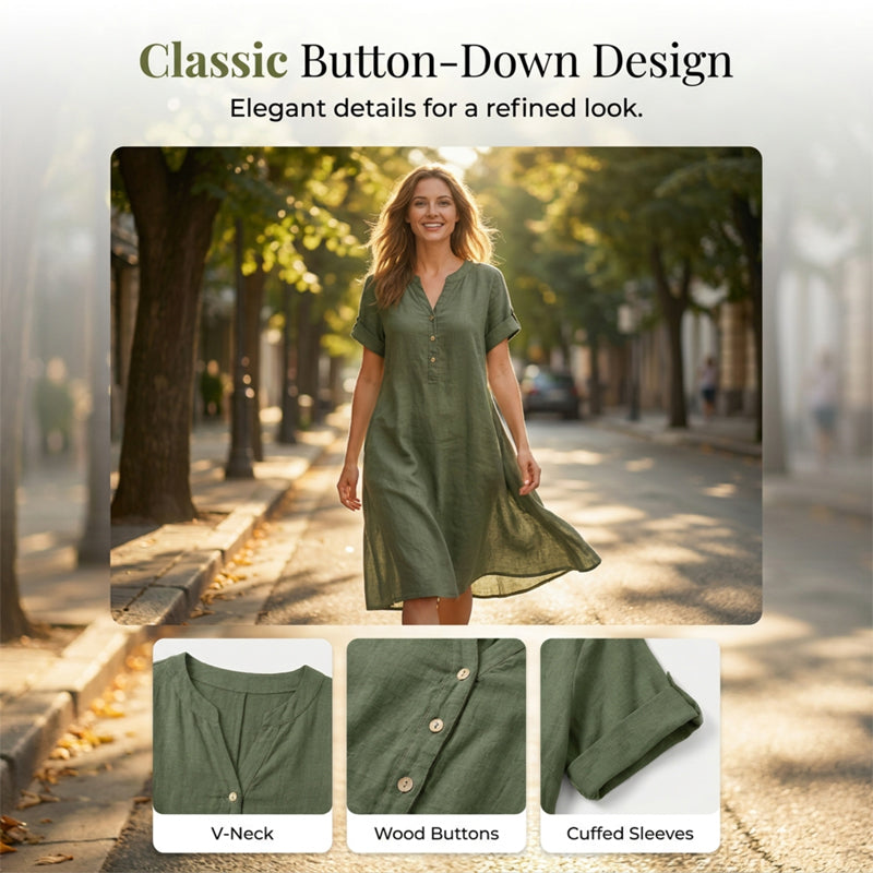 🏖️ LIMITED-TIME 50% OFF! 👗Women's V-Neck Tunic Dress – Relaxed Fit, Pockets & Breathable