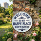 🏡Final Hours Flash Sale $9.74!!⏰Vintage Round Metal Sign – “Welcome to My Happy Place Don’t Ruin It” Garden Wall Decor