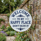 🏡Final Hours Flash Sale $9.74!!⏰Vintage Round Metal Sign – “Welcome to My Happy Place Don’t Ruin It” Garden Wall Decor