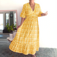 💥🔥Last Day Sale 49%🔥💐✨Bohemian casual print V-neck waist wrap long dress