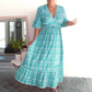 💥🔥Last Day Sale 49%🔥💐✨Bohemian casual print V-neck waist wrap long dress
