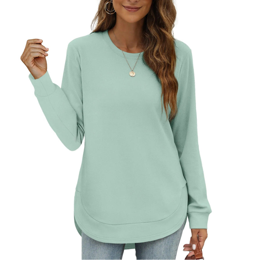 💖2026 Autumn’s Sale 70% OFF✨🍂Women's Sweatshirt Crewneck Long Sleeve Shirts High Low Tops Curved Hem