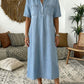 Casual Pocket Denim Midi Shirt Dress