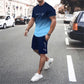 🌈 LIMITED-TIME 50% OFF! 👕 Men's Gradient Color 2-Piece Set – T-Shirt & Shorts, Breathable, Relaxed Fit 🩳