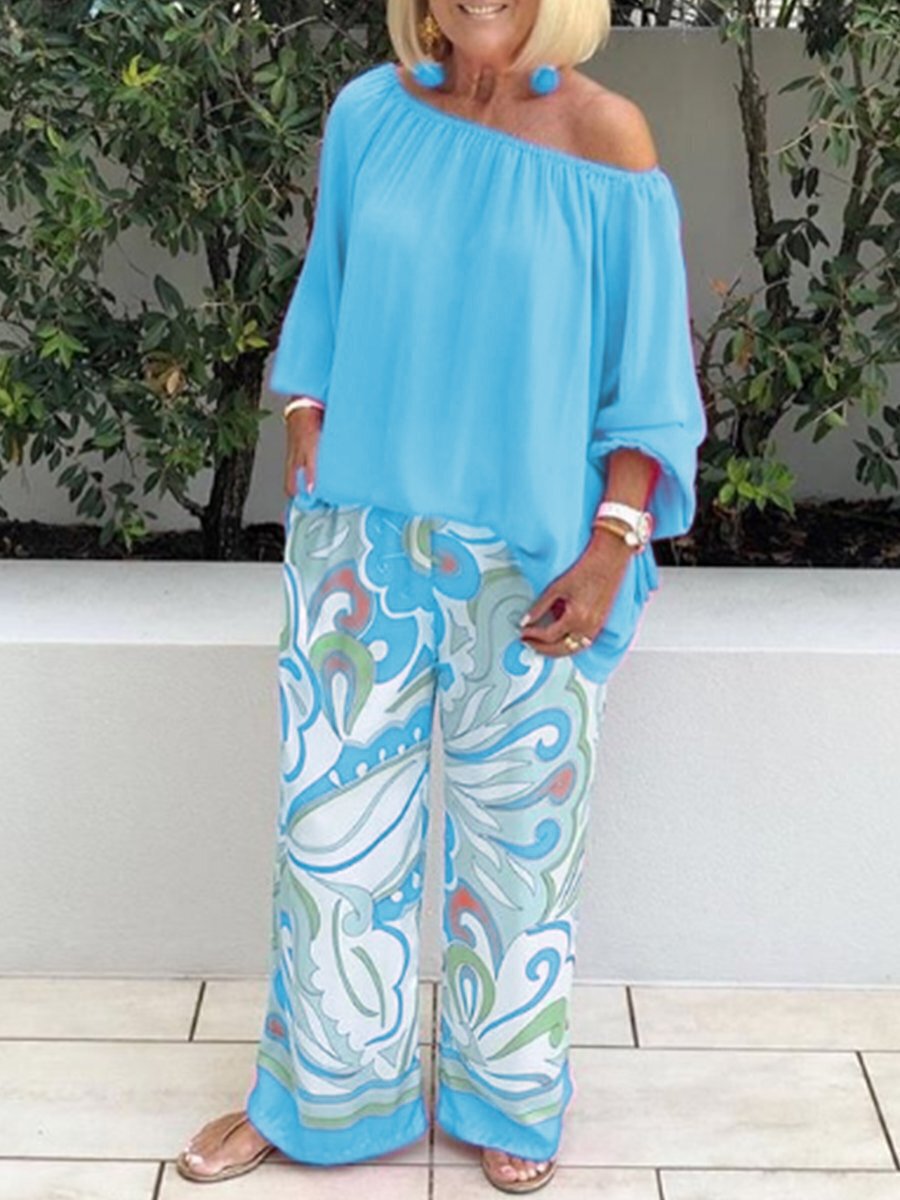 💥50% OFF – Limited Time💥Women's Trousers and Off Shoulder Top 2-Piece