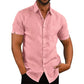 Men's Shirt With Solid Color Lapel And Short Sleeves