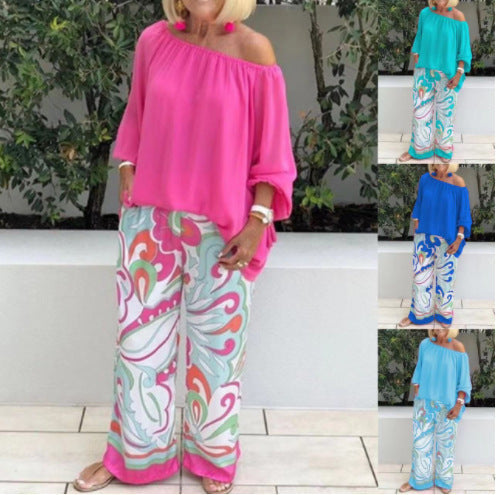 💥50% OFF – Limited Time💥Women's Trousers and Off Shoulder Top 2-Piece