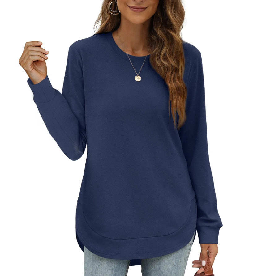 💖2026 Autumn’s Sale 70% OFF✨🍂Women's Sweatshirt Crewneck Long Sleeve Shirts High Low Tops Curved Hem