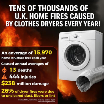 ⏰Limited Time Sales - save 49% OFF🧹 Tumble Dryer Vent Cleaner Kit – 2-Piece Lint Removal Brush & Vacuum Attachment 🌬️