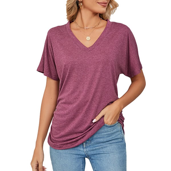 ⏳ Limited time 50% off! 💥V-Neck Solid Color Loose Ladies Tops（The more you buy, the higher the discount）