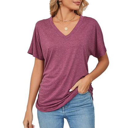 ⏳ Limited time 50% off! 💥V-Neck Solid Color Loose Ladies Tops（The more you buy, the higher the discount）