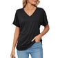 ⏳ Limited time 50% off! 💥V-Neck Solid Color Loose Ladies Tops（The more you buy, the higher the discount）