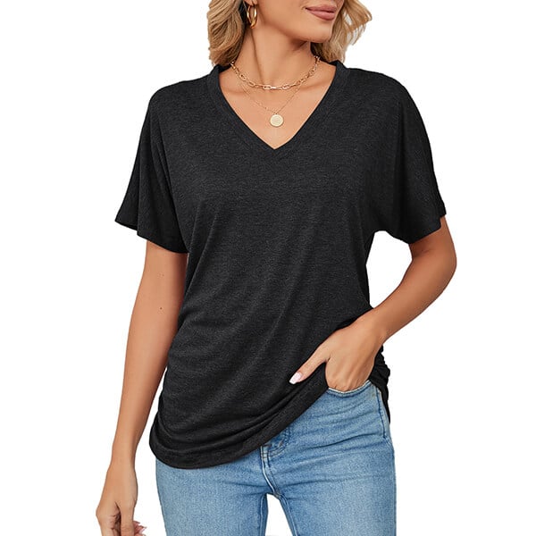 ⏳ Limited time 50% off! 💥V-Neck Solid Color Loose Ladies Tops（The more you buy, the higher the discount）