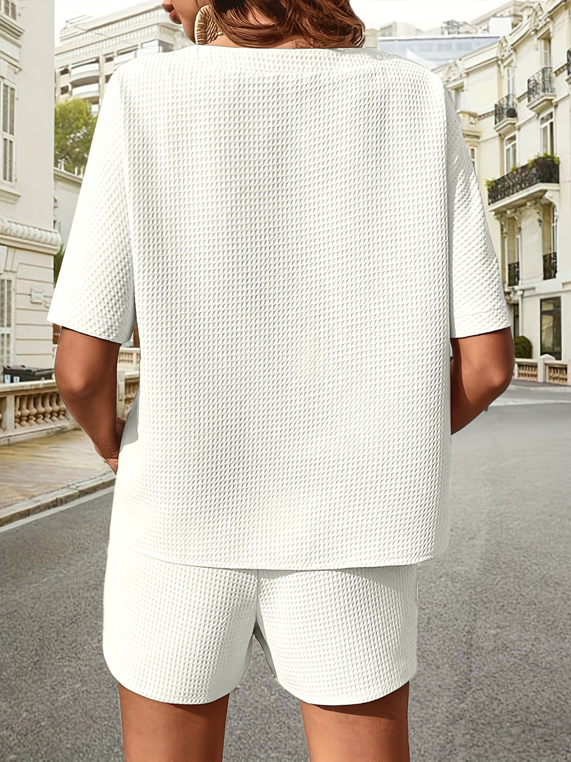 🔥Summer Hot Sale 49% OFF🔥Waffle-Knit Half Sleeve Top and Shorts Set