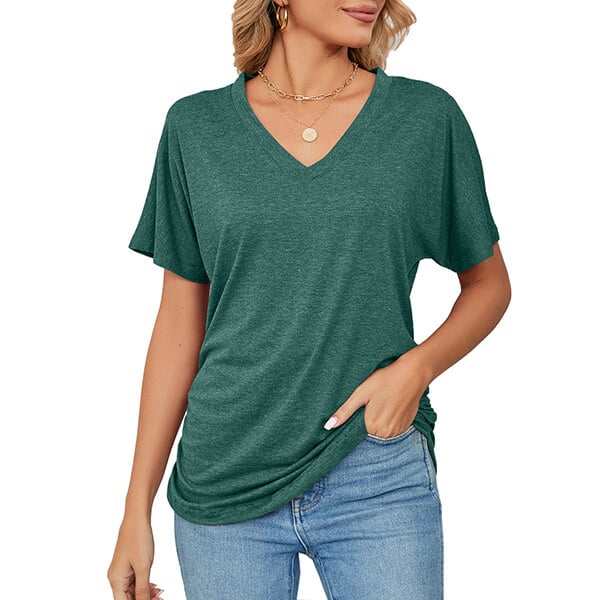⏳ Limited time 50% off! 💥V-Neck Solid Color Loose Ladies Tops（The more you buy, the higher the discount）