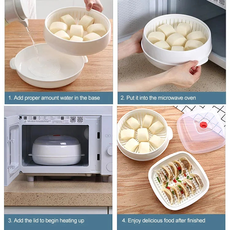 🔥Hot Sale🔥Multifunctional Microwave Heating and Thermal Insulation Steamer Utensils
