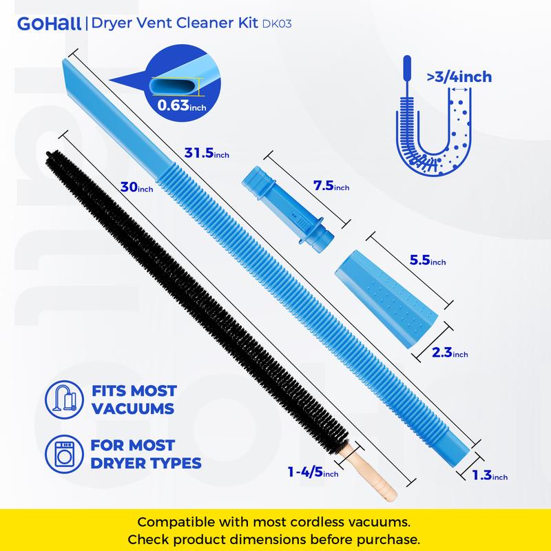 ⏰Limited Time Sales - save 49% OFF🧹 Tumble Dryer Vent Cleaner Kit – 2-Piece Lint Removal Brush & Vacuum Attachment 🌬️