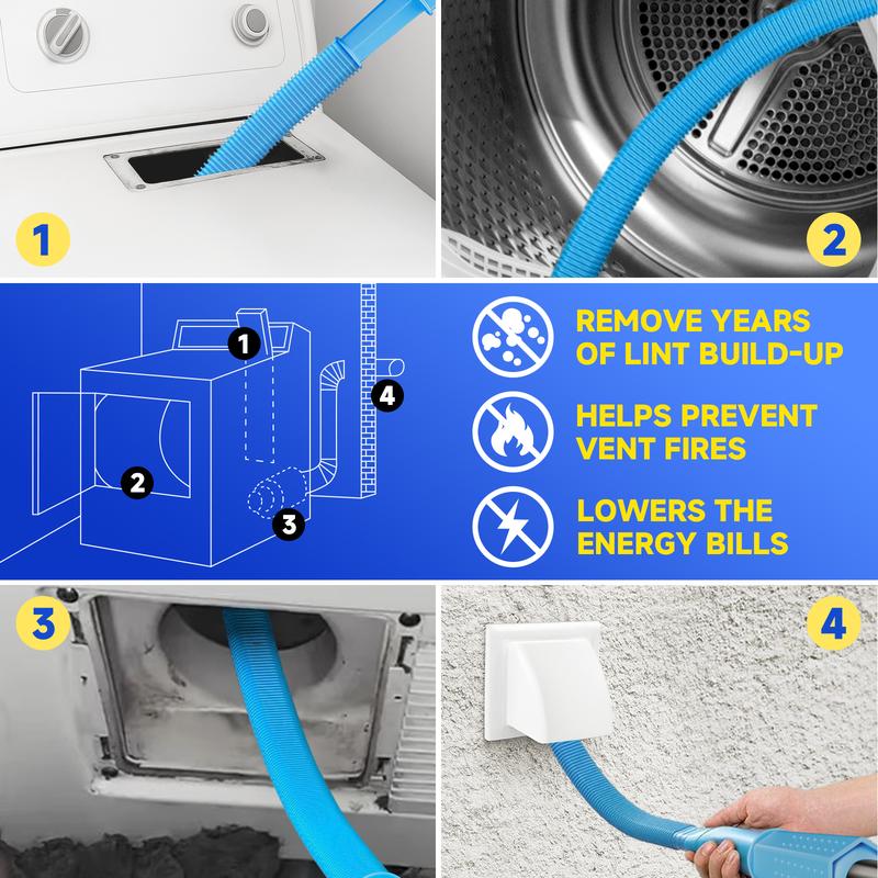 ⏰Limited Time Sales - save 49% OFF🧹 Tumble Dryer Vent Cleaner Kit – 2-Piece Lint Removal Brush & Vacuum Attachment 🌬️