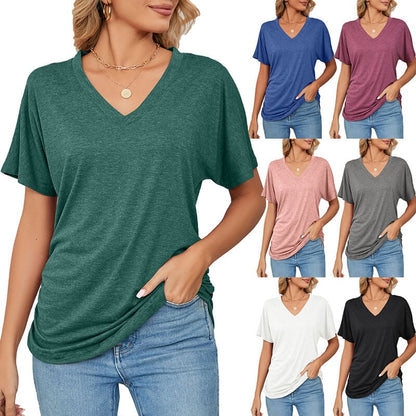 ⏳ Limited time 50% off! 💥V-Neck Solid Color Loose Ladies Tops（The more you buy, the higher the discount）