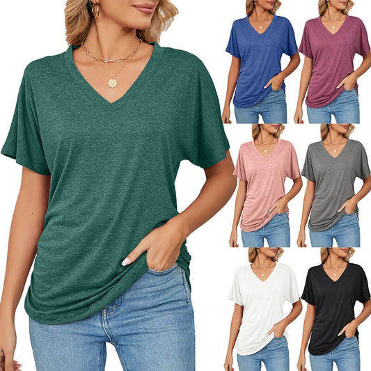 ⏳ Limited time 50% off! 💥V-Neck Solid Color Loose Ladies Tops（The more you buy, the higher the discount）