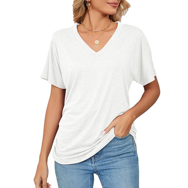 ⏳ Limited time 50% off! 💥V-Neck Solid Color Loose Ladies Tops（The more you buy, the higher the discount）