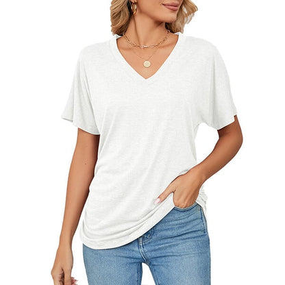 ⏳ Limited time 50% off! 💥V-Neck Solid Color Loose Ladies Tops（The more you buy, the higher the discount）