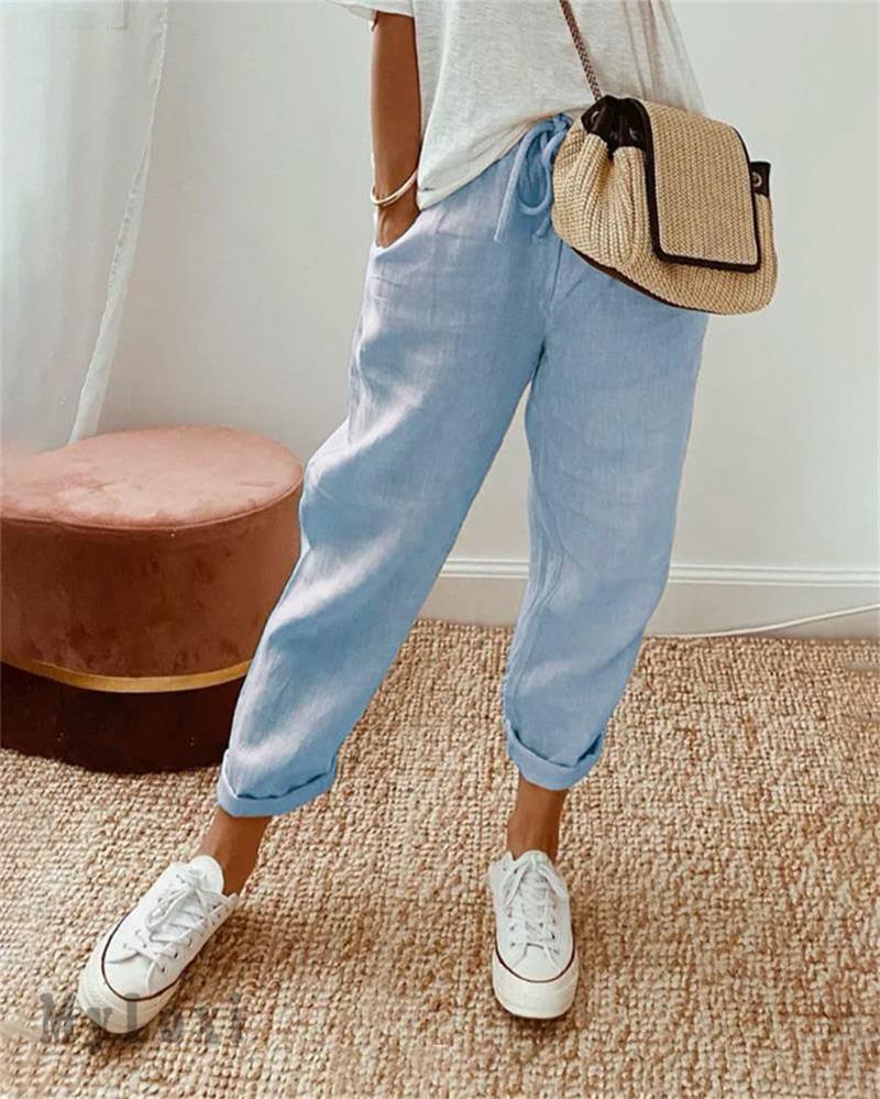 🦋 Ankle-Length Cotton Linen Pants – Breathable, elegant & kind to skin. High-waisted fit flatters every shape. A little treat for yourself or a thoughtful gift