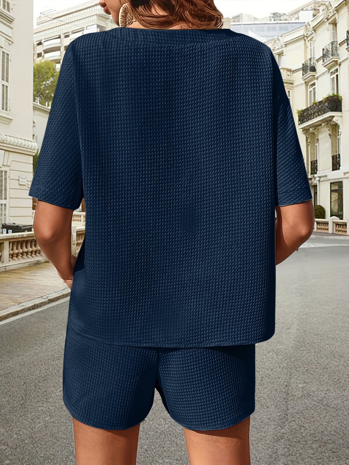 🔥Summer Hot Sale 49% OFF🔥Waffle-Knit Half Sleeve Top and Shorts Set