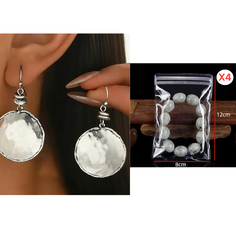 Vintage Hammered Metal Drop Earrings