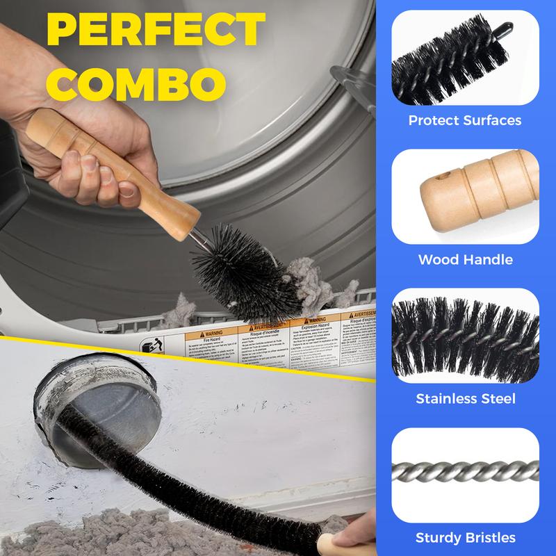 ⏰Limited Time Sales - save 49% OFF🧹 Tumble Dryer Vent Cleaner Kit – 2-Piece Lint Removal Brush & Vacuum Attachment 🌬️