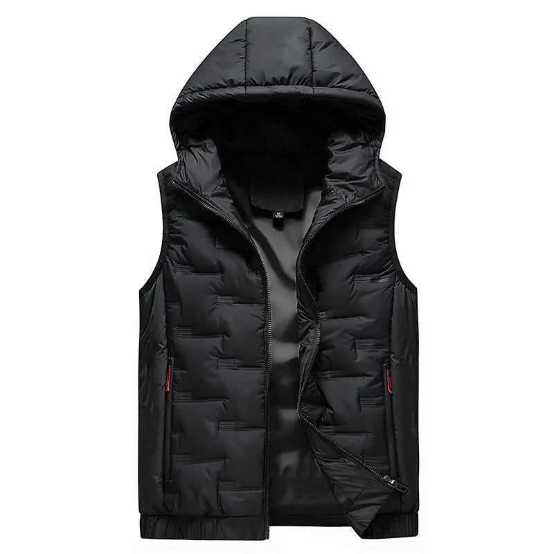 🍂 Easy Layering Comfort | Men's Hooded Front-Zip Insulated Vest