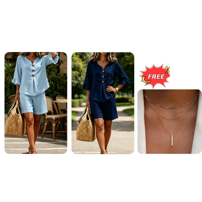 Women's Casual Cotton Two-Piece Outfit