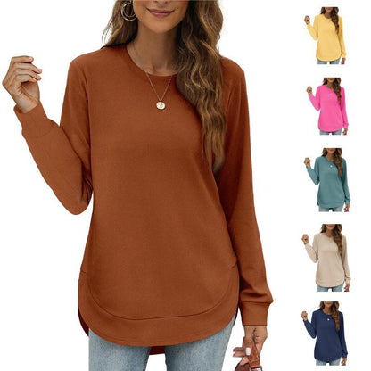 💖2026 Autumn’s Sale 70% OFF✨🍂Women's Sweatshirt Crewneck Long Sleeve Shirts High Low Tops Curved Hem