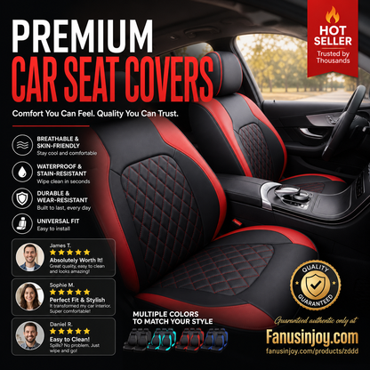🔥Over 50,000 Sold 🚗 9-Piece Quilted Faux Leather Seat Covers – Car Interior Accessory ⏰