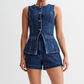 💕HOT SALE – Sold individually💕 Casual two-piece denim set for women: Sleeveless top & shorts