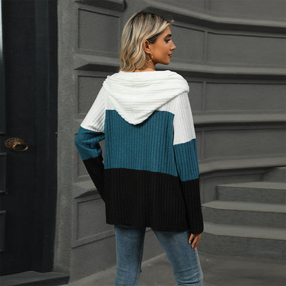 Women's Color Block Hooded Sweater - Buy 2 Free Shipping