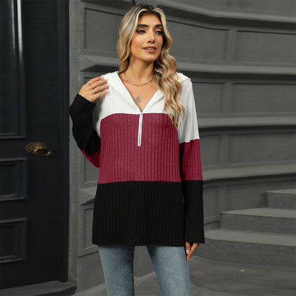 Women's Color Block Hooded Sweater - Buy 2 Free Shipping