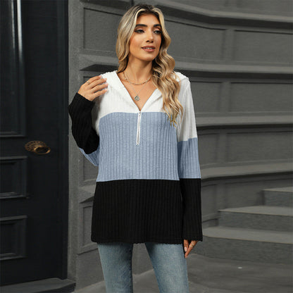 Women's Color Block Hooded Sweater - Buy 2 Free Shipping