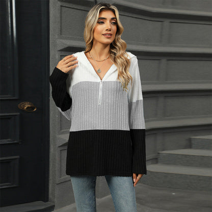 Women's Color Block Hooded Sweater - Buy 2 Free Shipping