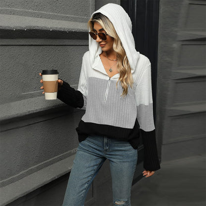 Women's Color Block Hooded Sweater - Buy 2 Free Shipping