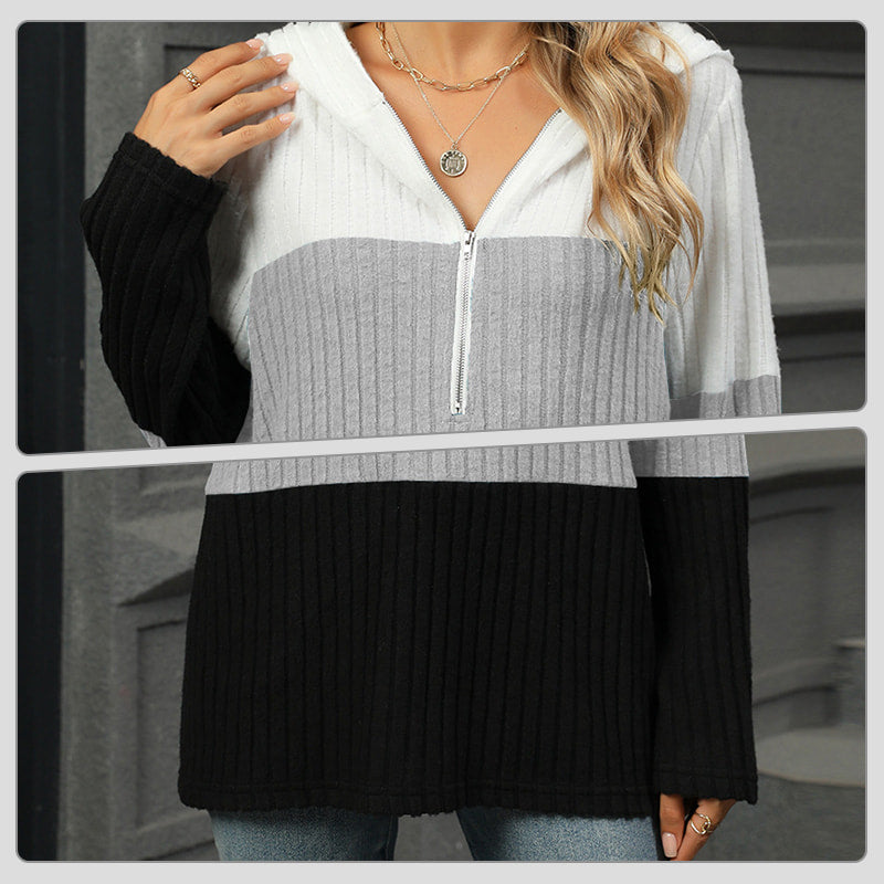 Women's Color Block Hooded Sweater - Buy 2 Free Shipping