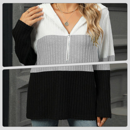 Women's Color Block Hooded Sweater - Buy 2 Free Shipping