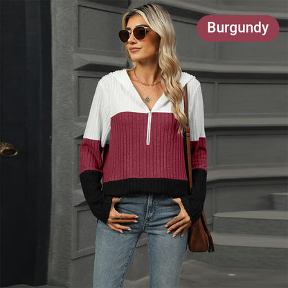 Women's Color Block Hooded Sweater - Buy 2 Free Shipping