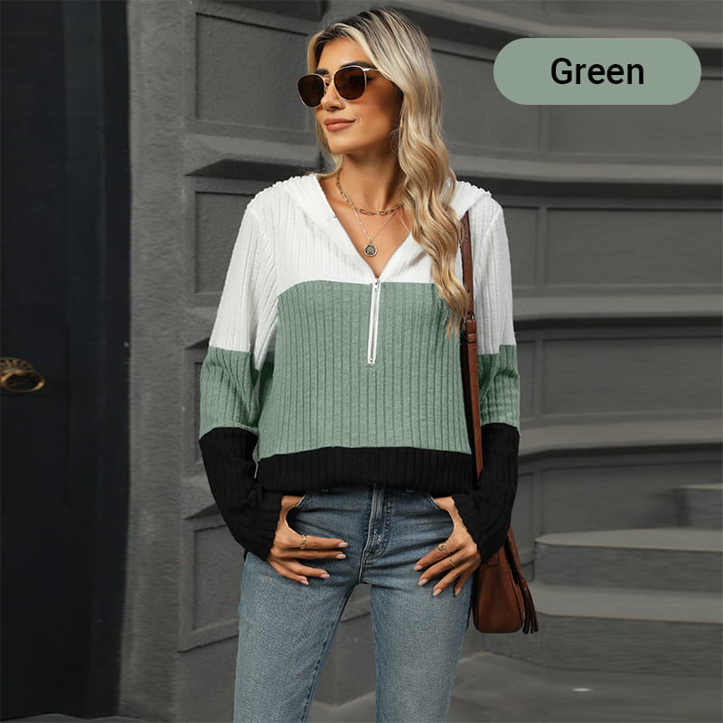Women's Color Block Hooded Sweater - Buy 2 Free Shipping