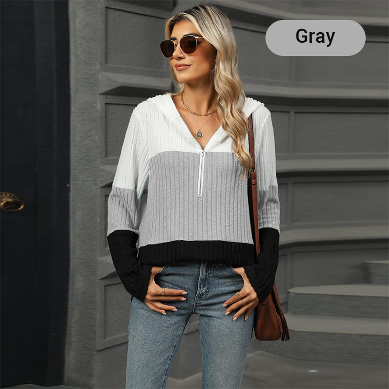 Women's Color Block Hooded Sweater - Buy 2 Free Shipping
