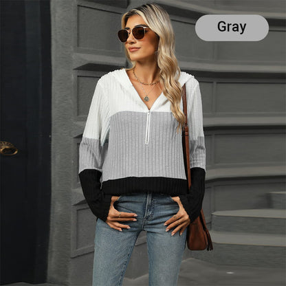 Women's Color Block Hooded Sweater - Buy 2 Free Shipping