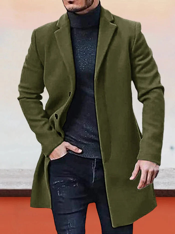 🍂 Timeless Warmth | Men's Wool-Blend Single-Breasted Notch-Lapel Coat