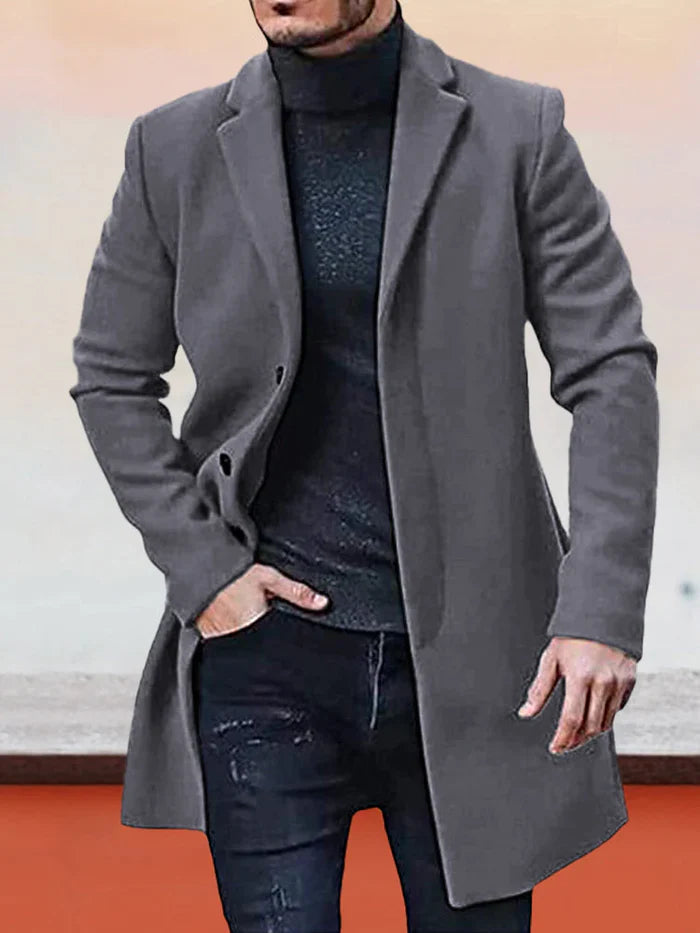 🍂 Timeless Warmth | Men's Wool-Blend Single-Breasted Notch-Lapel Coat