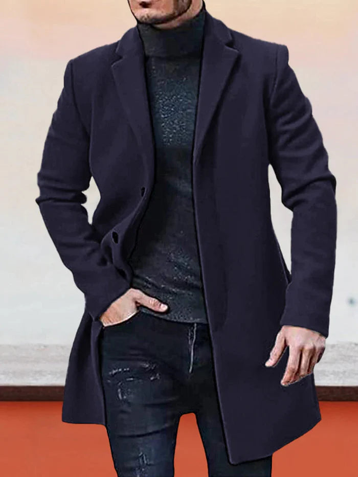 🍂 Timeless Warmth | Men's Wool-Blend Single-Breasted Notch-Lapel Coat