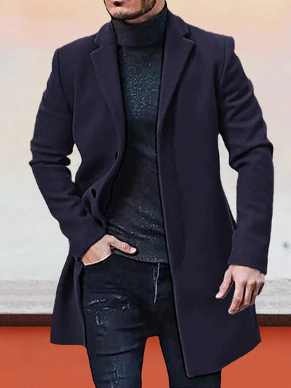 🍂 Timeless Warmth | Men's Wool-Blend Single-Breasted Notch-Lapel Coat